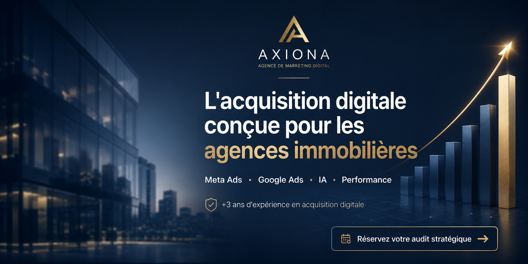 Fond bannière AXIONA avec graphique de croissance